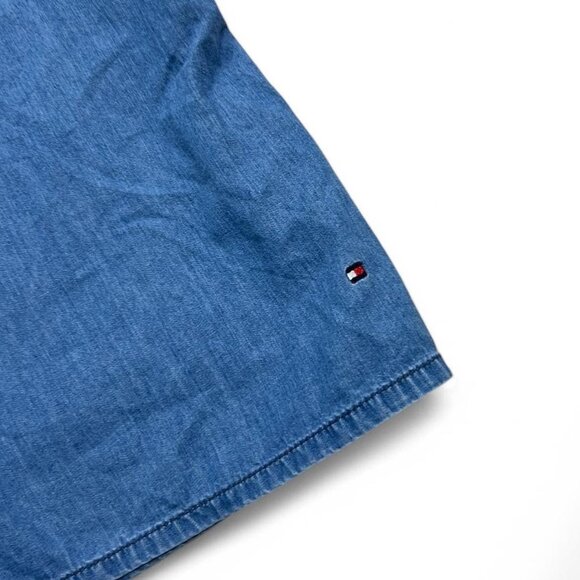 Tommy Hilfiger Women’s Soft Denim Snap Button V-Neck Tank Top Collared Size 14 - Picture 3 of 4